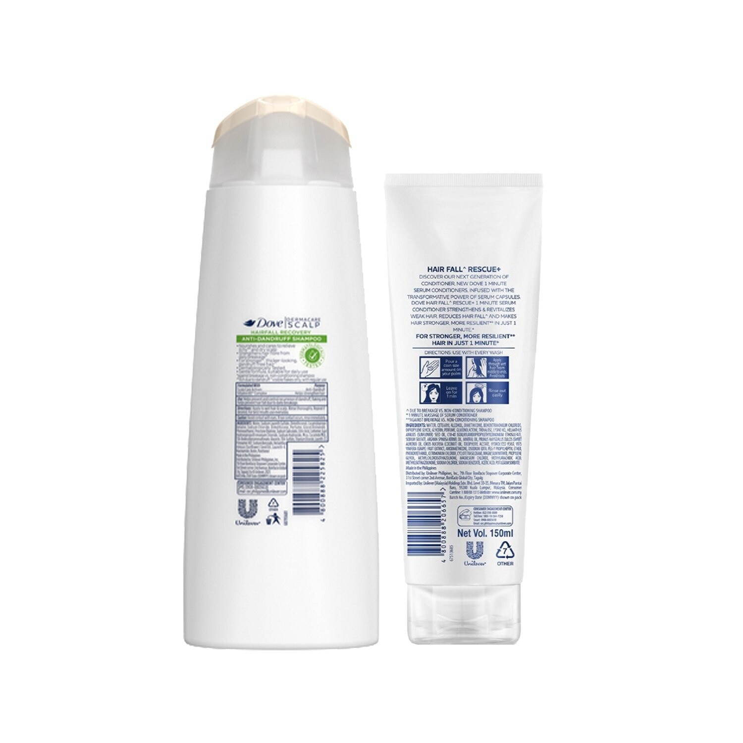 Dove Hairfall Recovery Shampoo 170ML + Hairfall Recovery Serum Conditioner 150ML