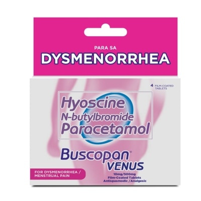 BUSCOPAN Venus (Hyoscine + N-butylbromide + Paracetamol) 4 Film-coated Tablet CONVENIENCE PACK