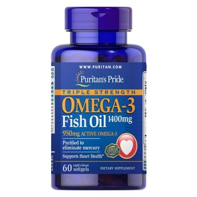 PURITANS PRIDE FISH OIL OMEGA 3 1400 MG TRIPLE STRENGTH 60 SOFTGELS PURITAN'S PRIDE