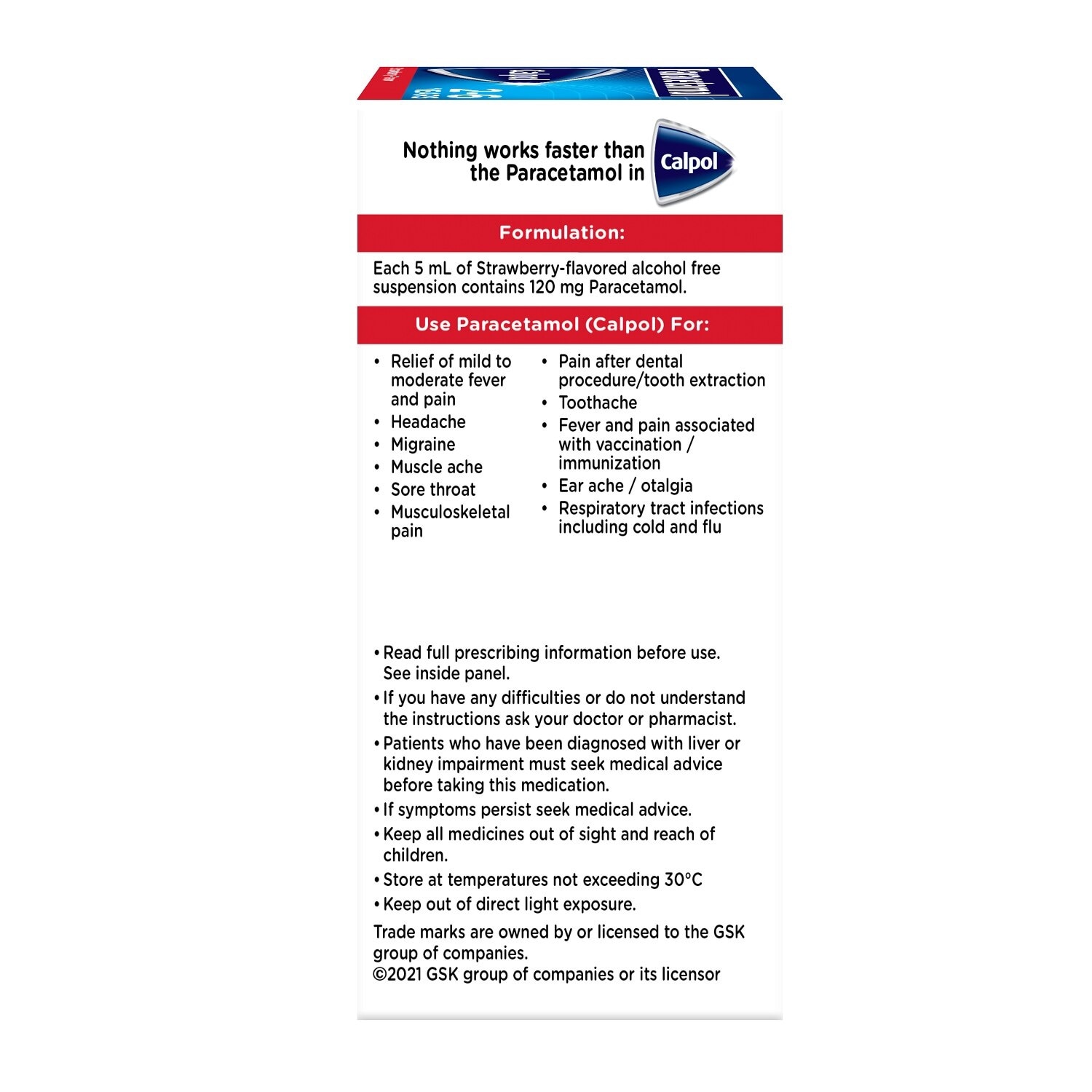 Paracetamol 2 to 6 Years Old Strawberry 100ml