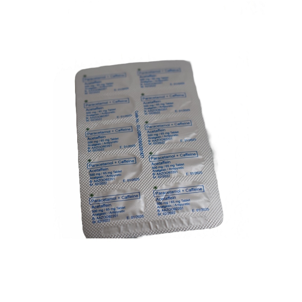 Paracetamol + Caffeine 500mg/65mg 1s (sold per piece)