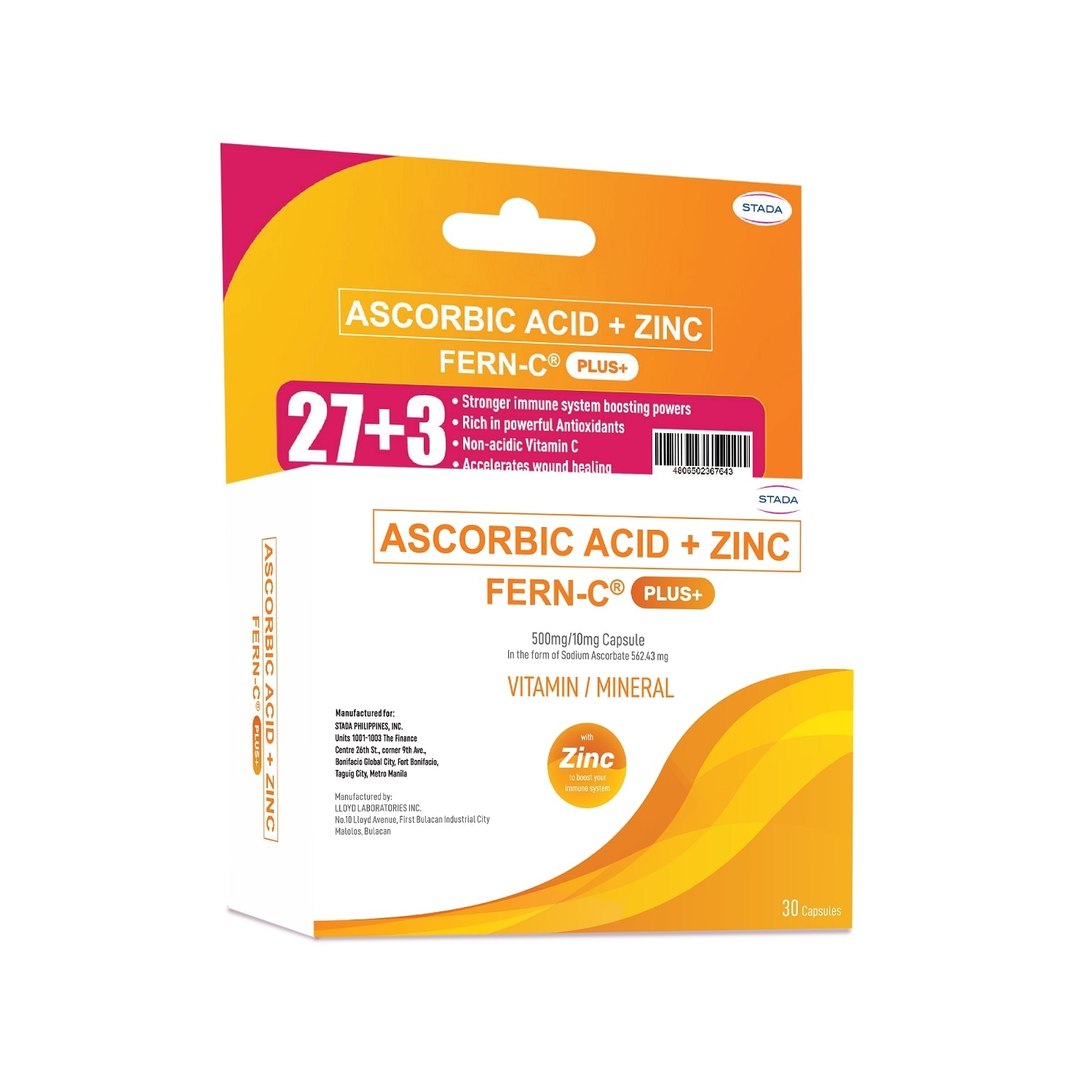 Plus Ascorbic Acid + Zinc 27+3 Capsules