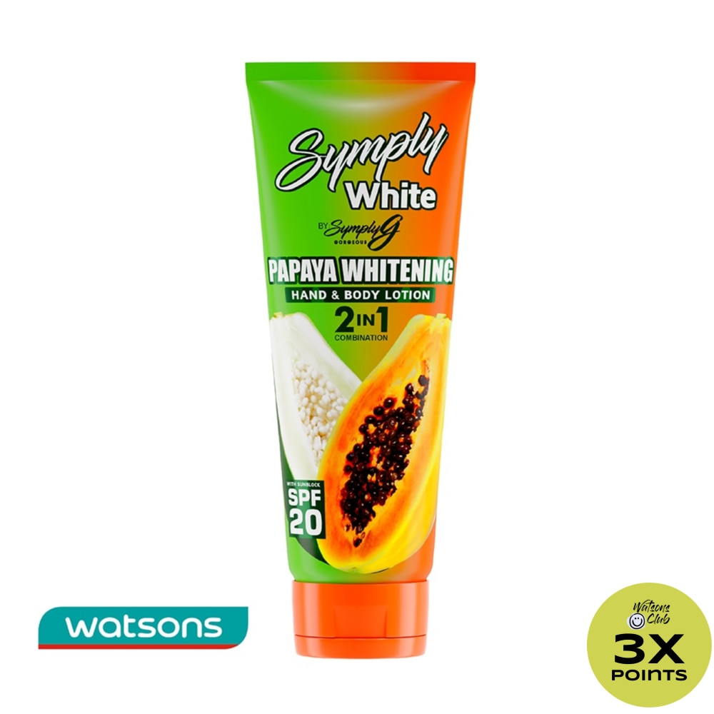 Symply White Papaya Whitening Hand & Body Lotion 2In1 W/ Spf20 200Ml