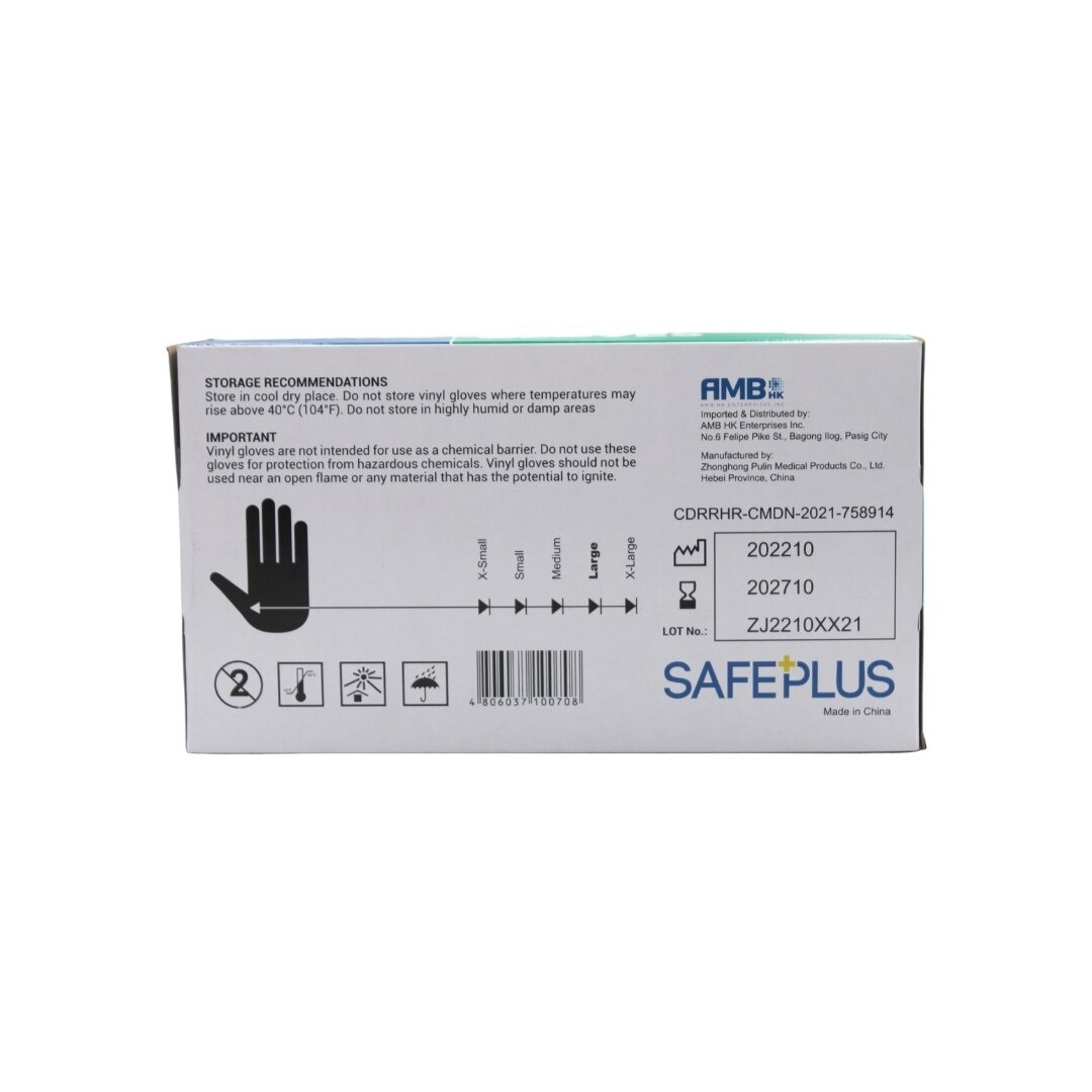 SAFEPLUS LARGE VINYL GLOVES BOX OF 100S