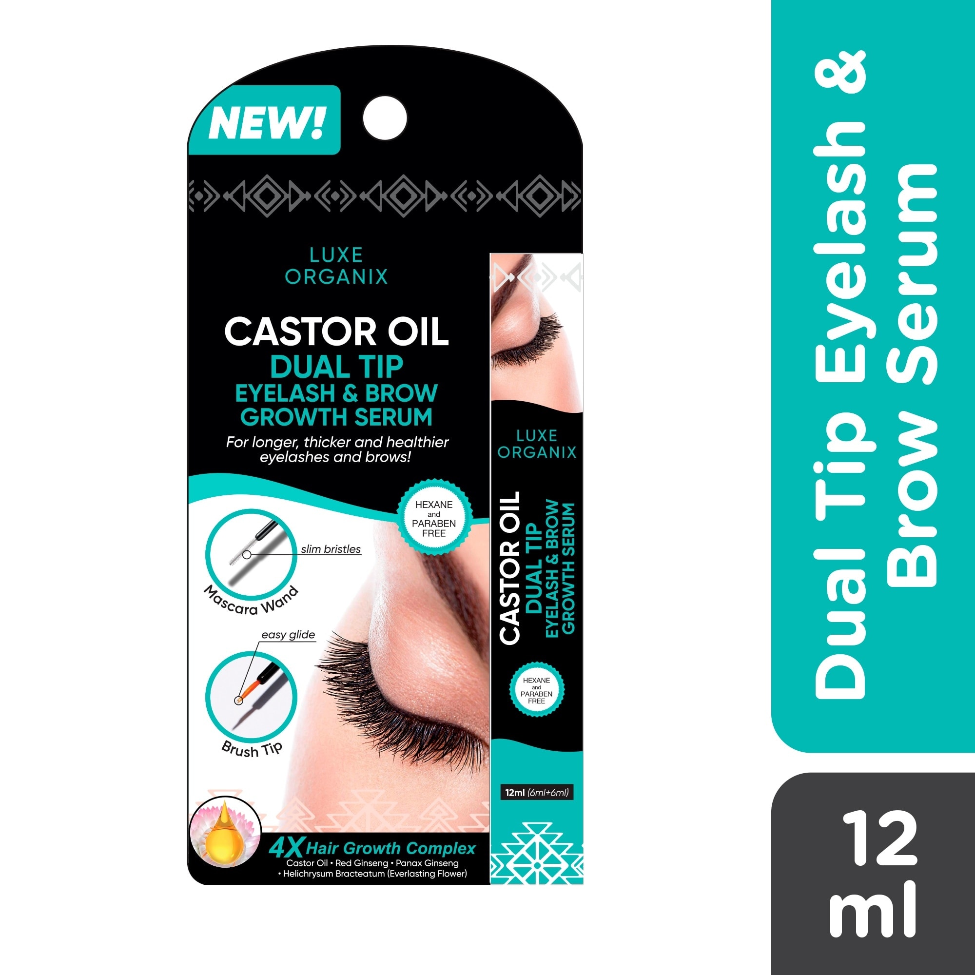 Castor Oil Dual Tip Eyelash & Brow Growth Serum 12ml