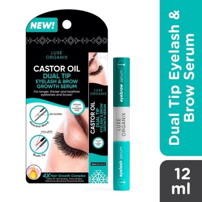 LUXE ORGANIX Castor Oil Dual Tip Eyelash & Brow Growth Serum 12ml