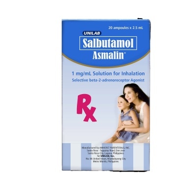 ASMALIN Salbutamol 1mg/mL Solution for Inhalation 21 ampoule x 2.5ml (sold per piece) [PRESCRIPTION REQUIRED]