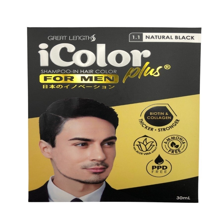 Icolor Plus Shampoo-In Hair Color For Men Natual Black 30Ml