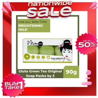 MIKI SAN Glutathione Green Tea Original Soap 90g x 3