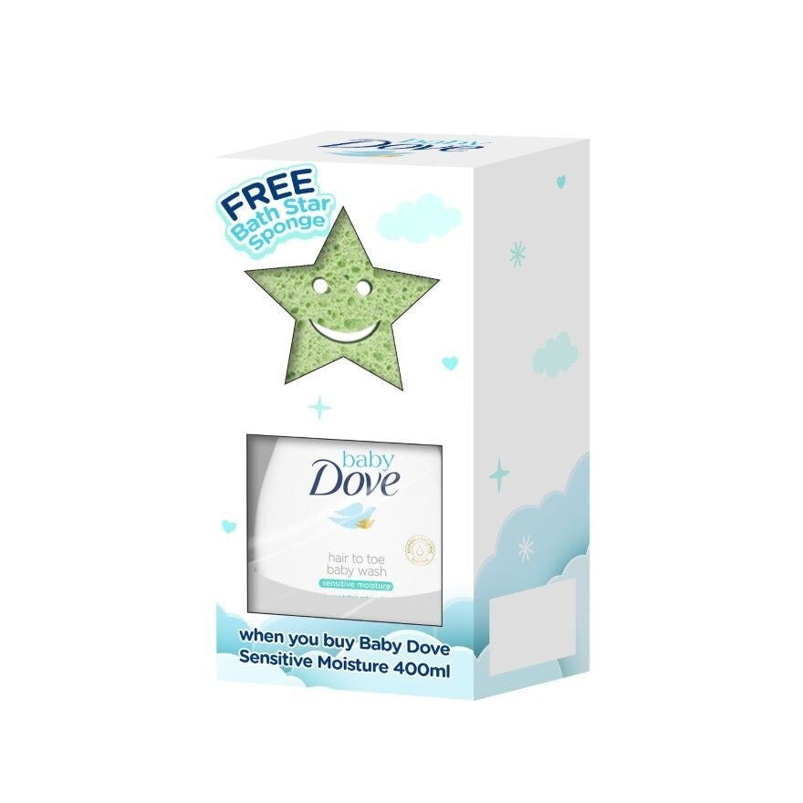 BABY DOVE Hair To Toe Sensitive Moisture 400ML + Free Bath Sponge