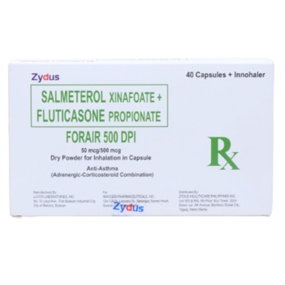 FORAIR Forair 500 DPI Salmeterol Xinafoate + Fluticasone Propionate 50mcg/500mgc 40 Capsules with Device [PRESCRIPTION REQUIRED]