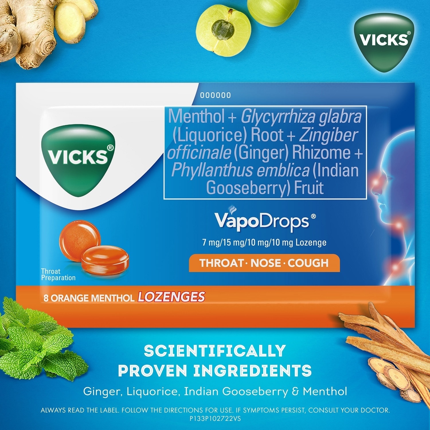 VapoDrops Lozenges Orange Menthol 24s