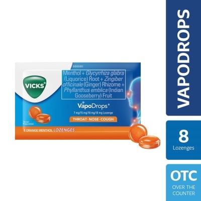 VICKS VapoDrops Lozenges Orange Menthol 8s