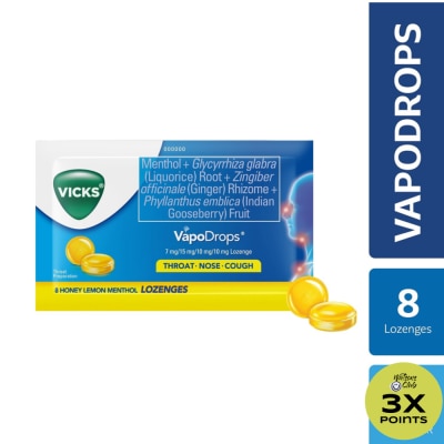 VICKS VapoDrops Lozenges Honey Lemon 8s