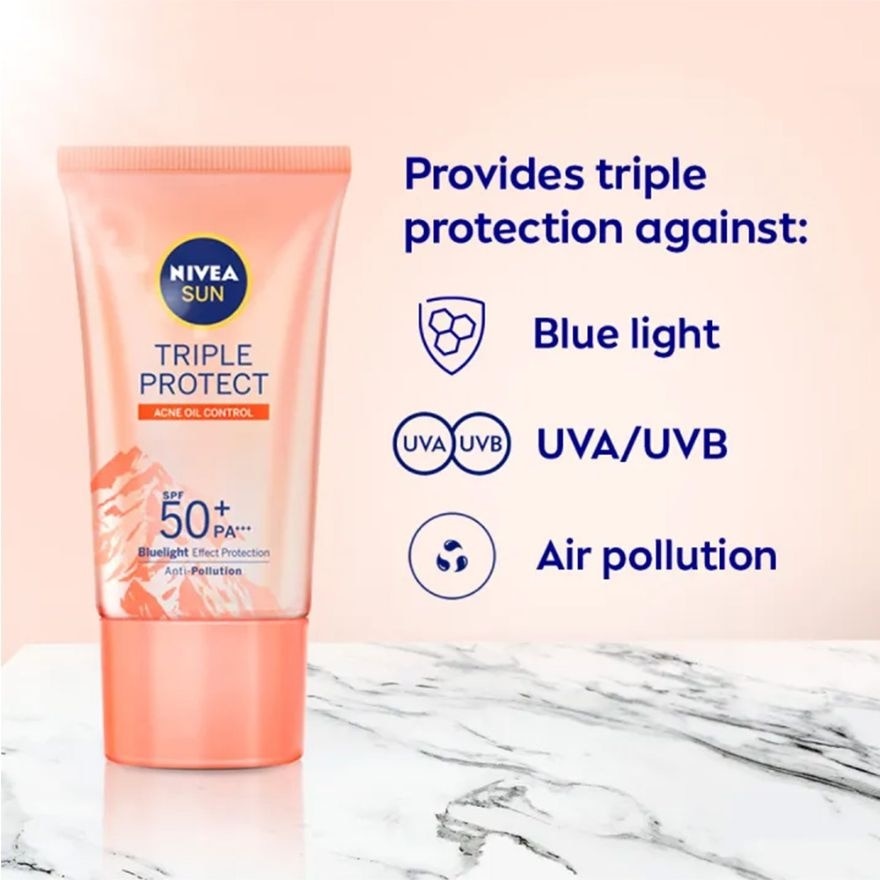 NIVEA Sun Triple Protect Acne Oil Control SPF50 Himalayan Salt 40ml