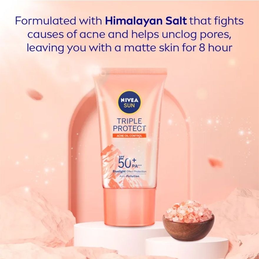 NIVEA Sun Triple Protect Acne Oil Control SPF50 Himalayan Salt 40ml