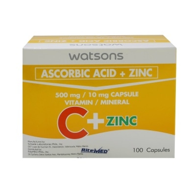 WATSONS GENERICS Vitamin C + Zinc 500mg 10mg 1 Capsule (sold per piece)