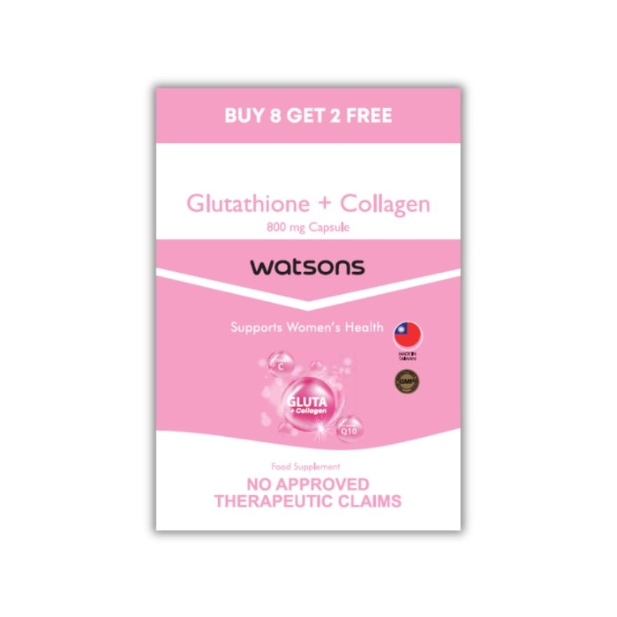 WATSONS Glutathione + Collagen 800mg 8 + 2 Capsules