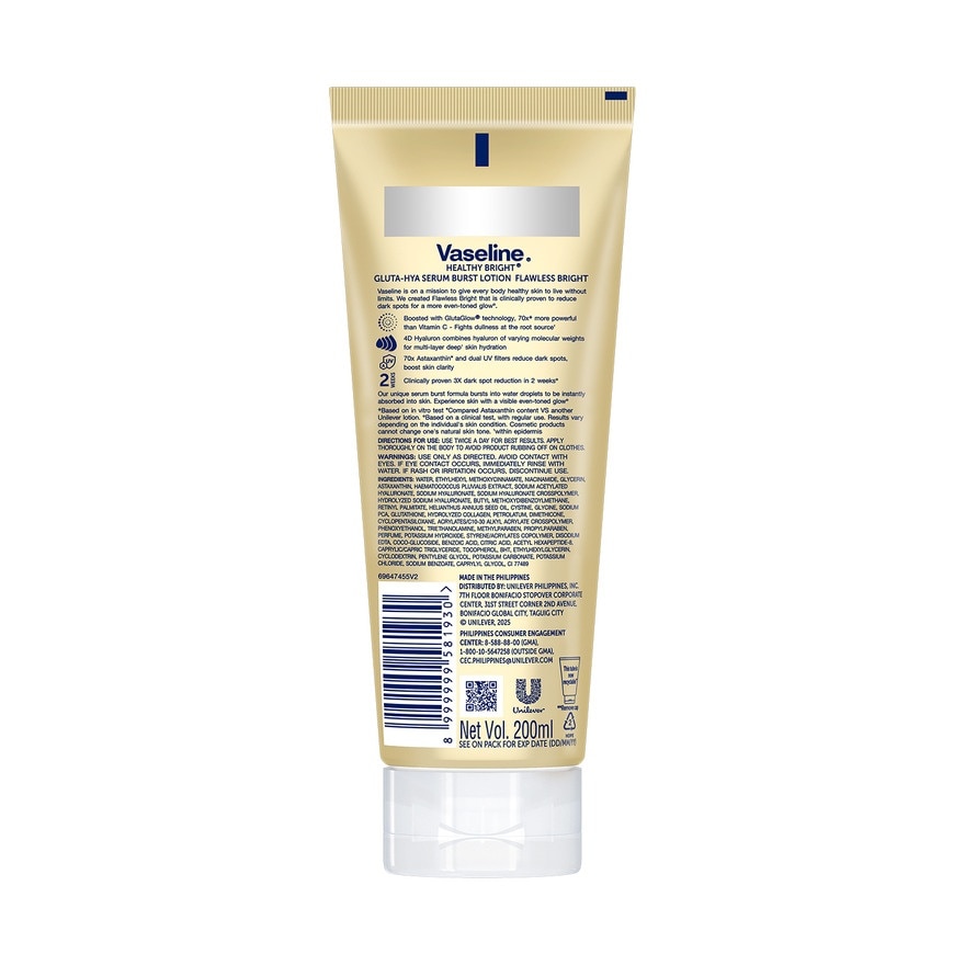 VASELINE Healthy Bright Gluta-Hya Serum Burst Lotion Flawless Bright 200ml