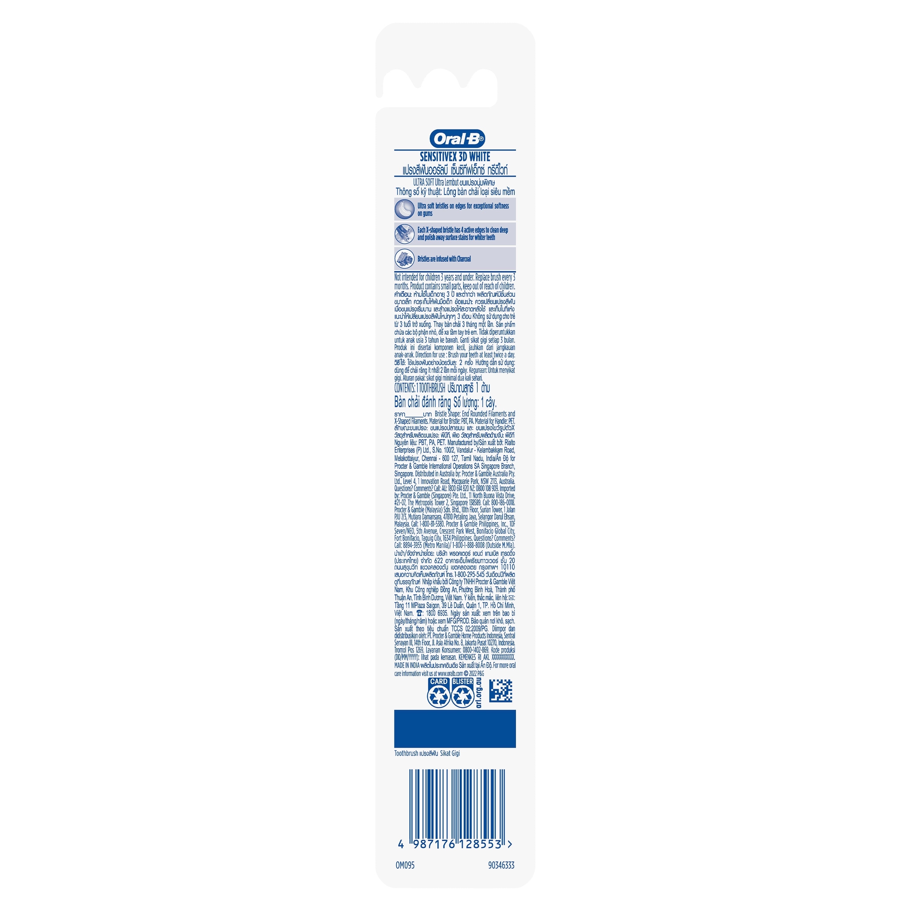 Oral-B SensitiveX 3D White Charcoal Toothbrush