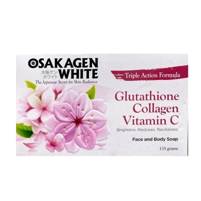 OSAKAGEN, White Triple Action Formula Glutathione Collagen Vitamin Face and Body Soap 135g