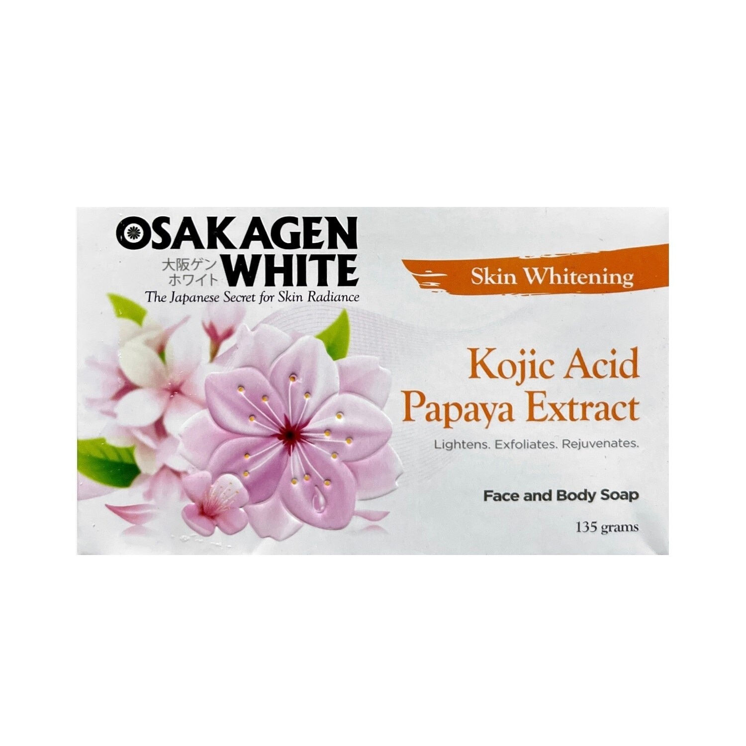 White Skin Whitening Kojic Acid Papaya Extract Face and Body Soap 135g