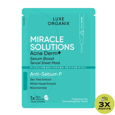 LUXE ORGANIX Miracle Solutions Acne Derm+ Tencel Sheet Mask 25g