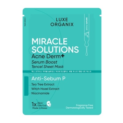 LUXE ORGANIX Miracle Solutions Acne Derm+ Tencel Sheet Mask 25g