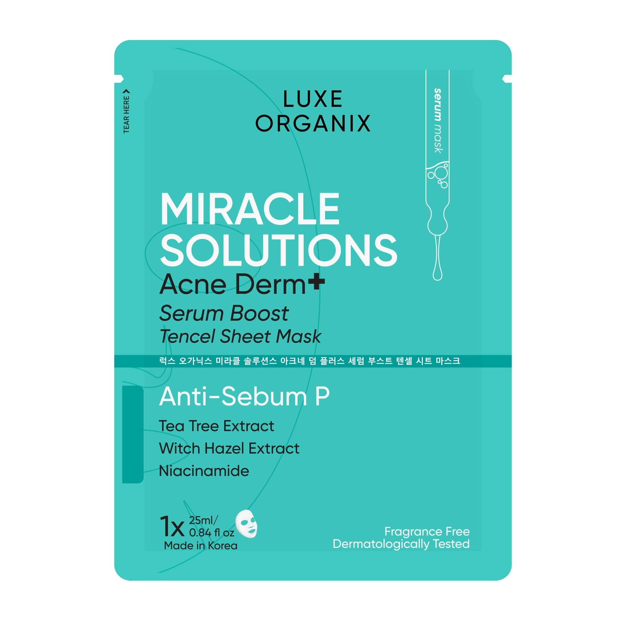 Miracle Solutions Acne Derm+ Tencel Sheet Mask 25g