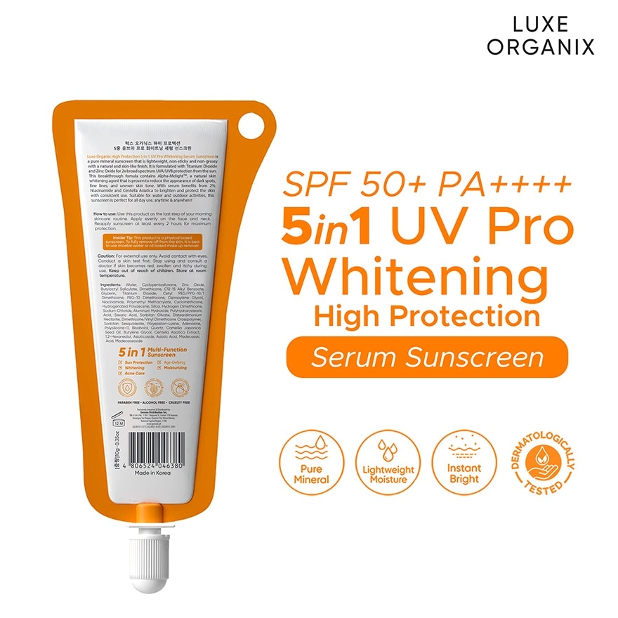 Luxe Organix 5in1 UV Pro Whitening Serum Sunscreen SPF 50 PA+++ 9mL