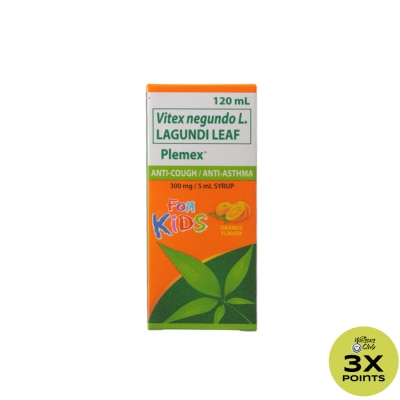 PLEMEX Vitex Negundo L. Lagundi Leaf 300mg/5ml Syrup 120ml