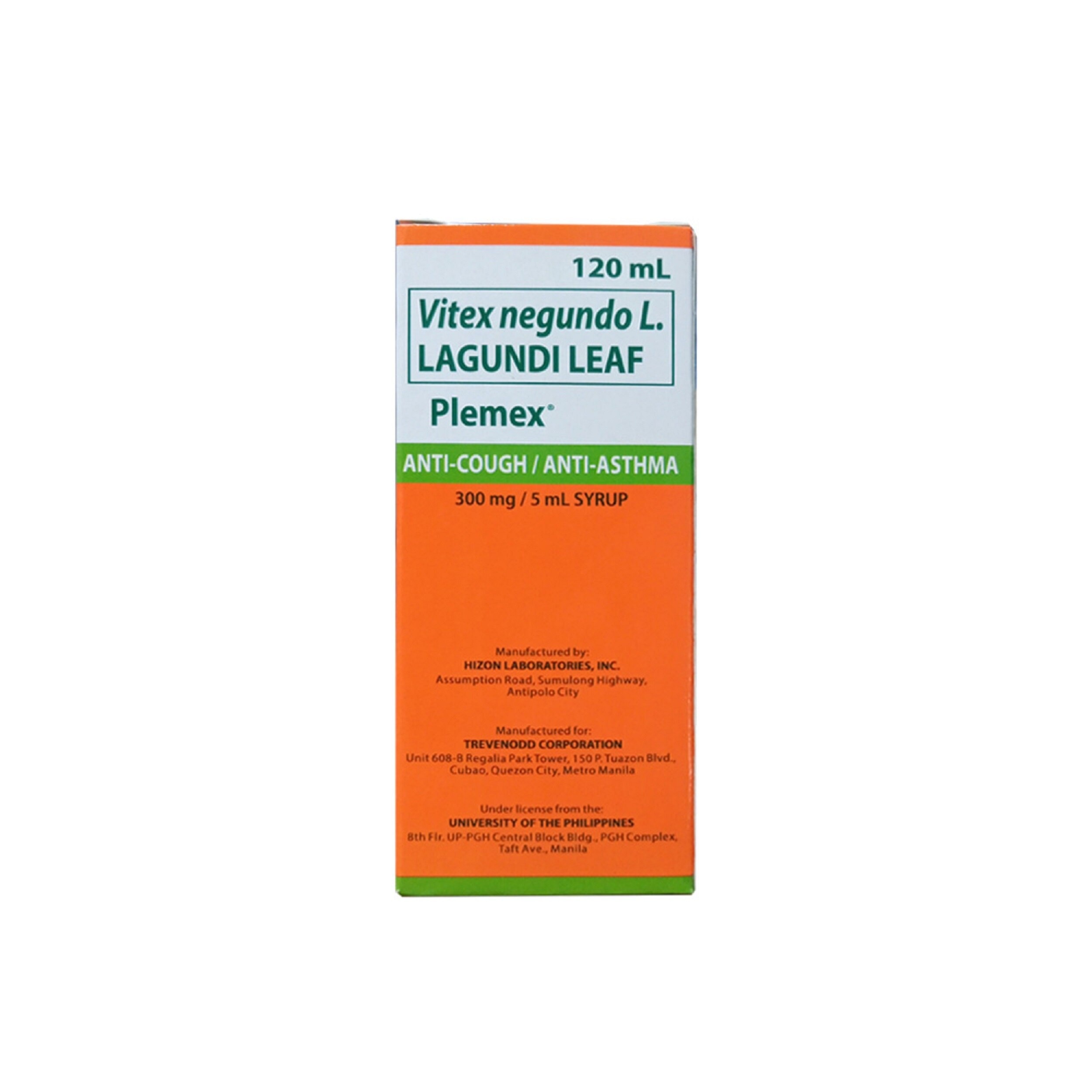 Vitex Negundo L. Lagundi Leaf 300mg/5ml Syrup 120ml