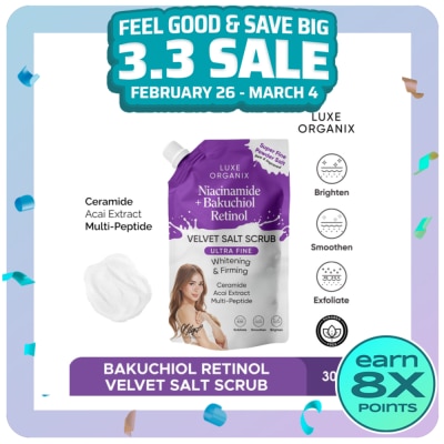 LUXE ORGANIX LUXE ORGANIX Niacinamide + Bakuchiol Retinol Velvet Salt Scrub 300g