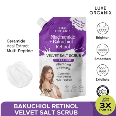 LUXE ORGANIX LUXE ORGANIX Niacinamide + Bakuchiol Retinol Velvet Salt Scrub 300g