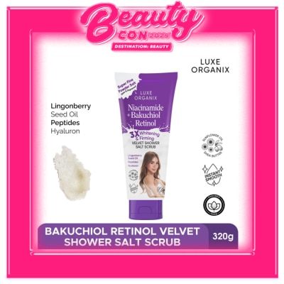 LUXE ORGANIX LUXE ORGANIX Niacinamide + Bakuchiol Retinol Velvet Shower Salt Scrub 320g