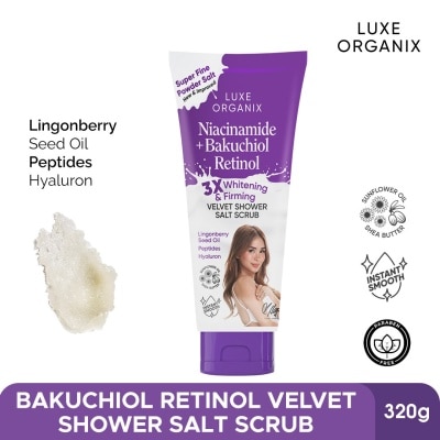 LUXE ORGANIX LUXE ORGANIX Niacinamide + Bakuchiol Retinol Velvet Shower Salt Scrub 320g