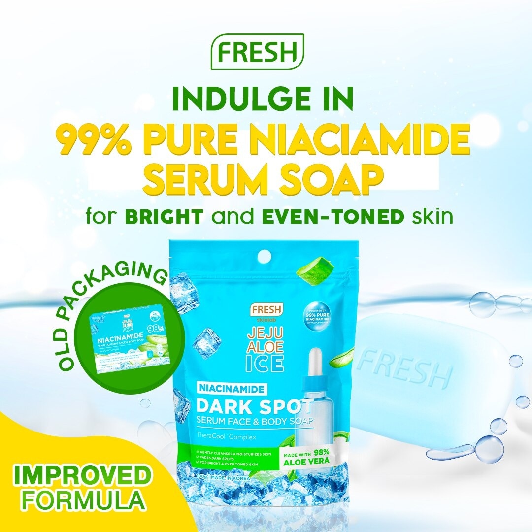 FRESH Skinlab Jeju Aloe Ice Niacinamide Dark Spot Serum Face & Body Soap 100g
