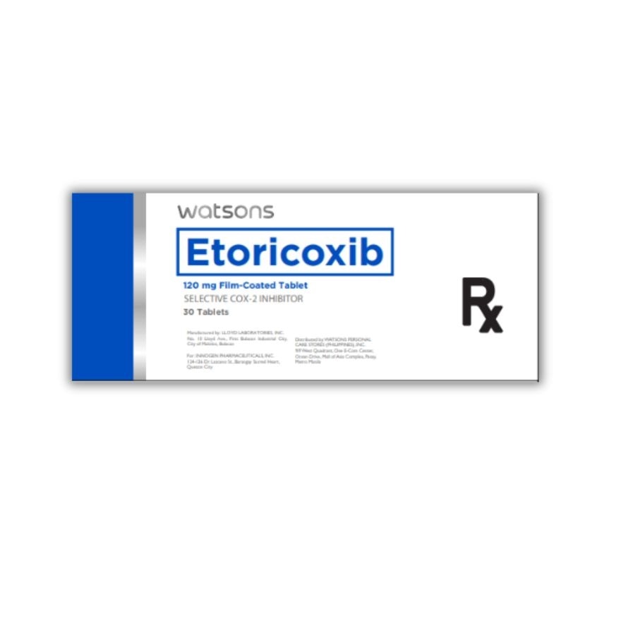 WATSONS GENRICS Etoricoxib 1 Film-Coated Tablet 120 mg Sold Per Piece (Expiry: Aug. 31, 2025) [PRESCRIPTION REQUIRED]