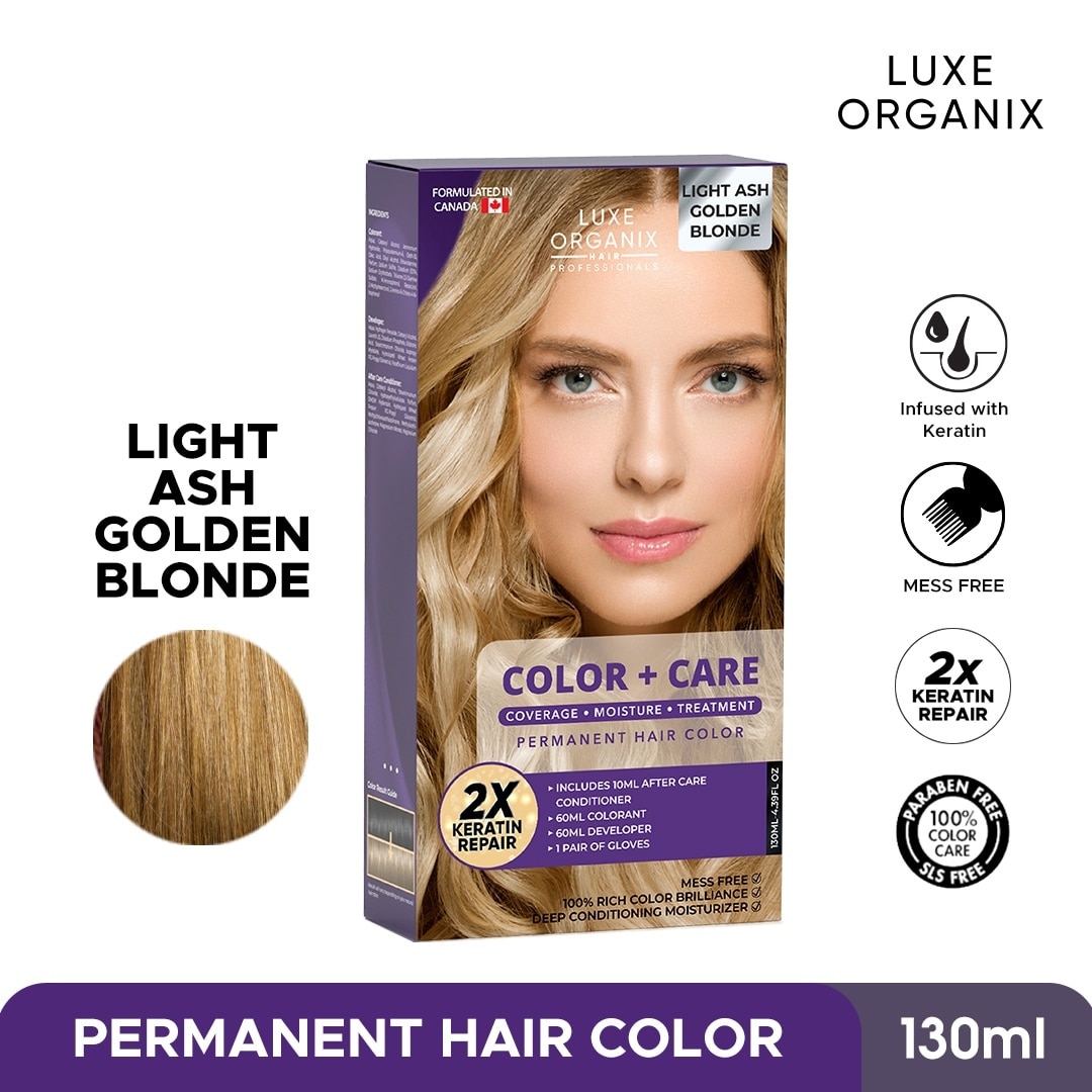 Keratin Hair Color + Care Light Golden Ash Blonde 130ml