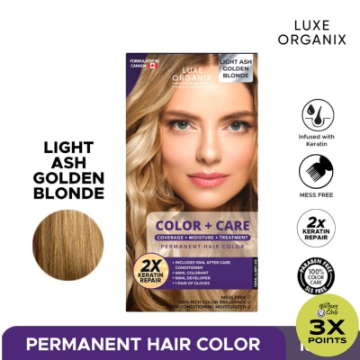 LUXE ORGANIX Keratin Hair Color + Care Light Golden Ash Blonde 130ml