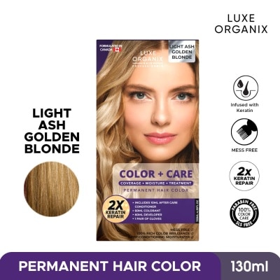 LUXE ORGANIX Keratin Hair Color + Care Light Golden Ash Blonde 130ml