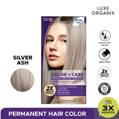 LUXE ORGANIX Keratin Hair Color + Care Silver Ash 130mll
