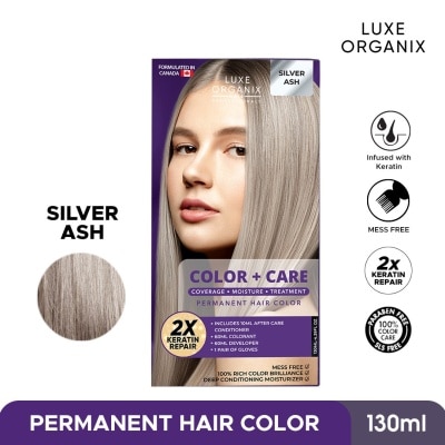 LUXE ORGANIX Keratin Hair Color + Care Silver Ash 130mll