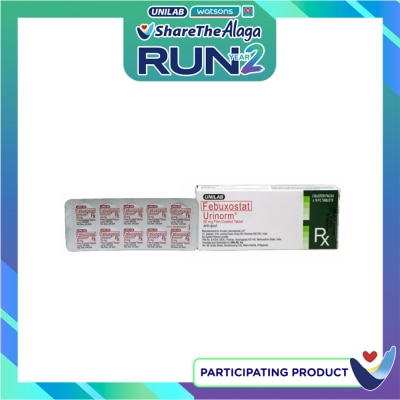 URINORM Urinorm Febuxostat 20mg Film coated Tablet (sold per piece) [PRESCRIPTION REQURIED] image