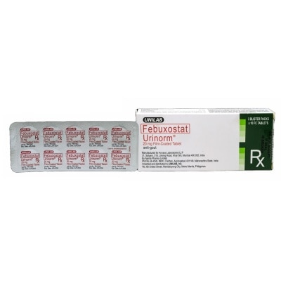 URINORM Urinorm Febuxostat 20mg Film-coated Tablet (sold per piece) [PRESCRIPTION REQURIED]