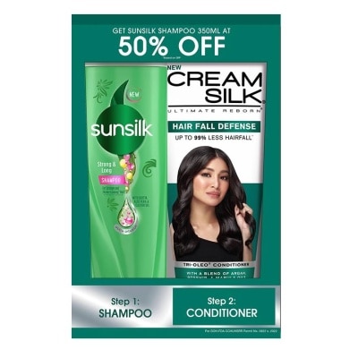 CREAMSILK CREAMSILk Ultimate Reborn Hairfall Defense Conditioner 350ml Plus Sunsilk Strong and Long Shampoo