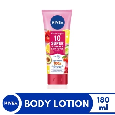 NIVEA Extra Bright 10 Super Vitamins & Skin Food Serum in Lotion 180ml