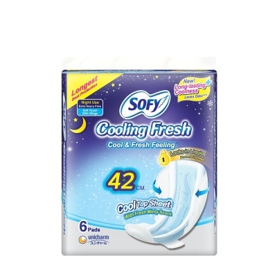 SOFY SOFY Cooling Fresh Night Slim Wing 42 cm - 6 pads