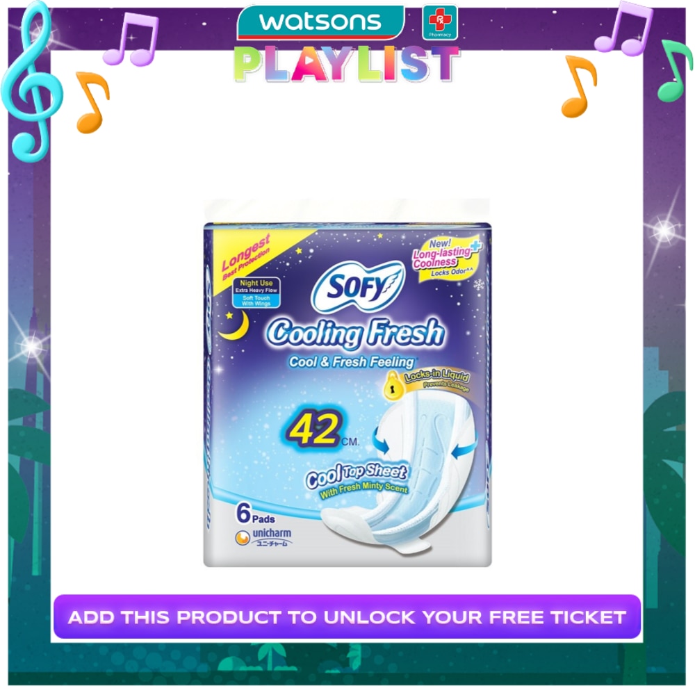 SOFY Cooling Fresh Night Slim Wing 42 cm - 6 pads