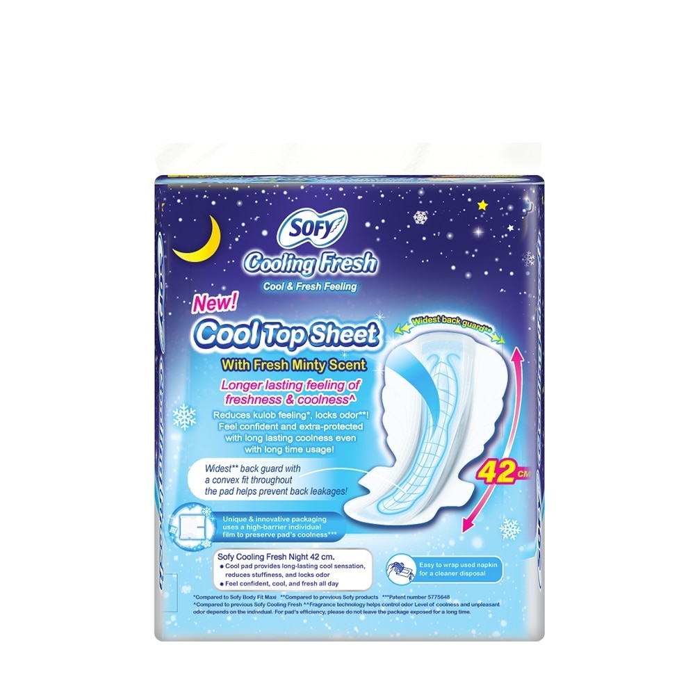 SOFY Cooling Fresh Night Slim Wing 42 cm - 6 pads